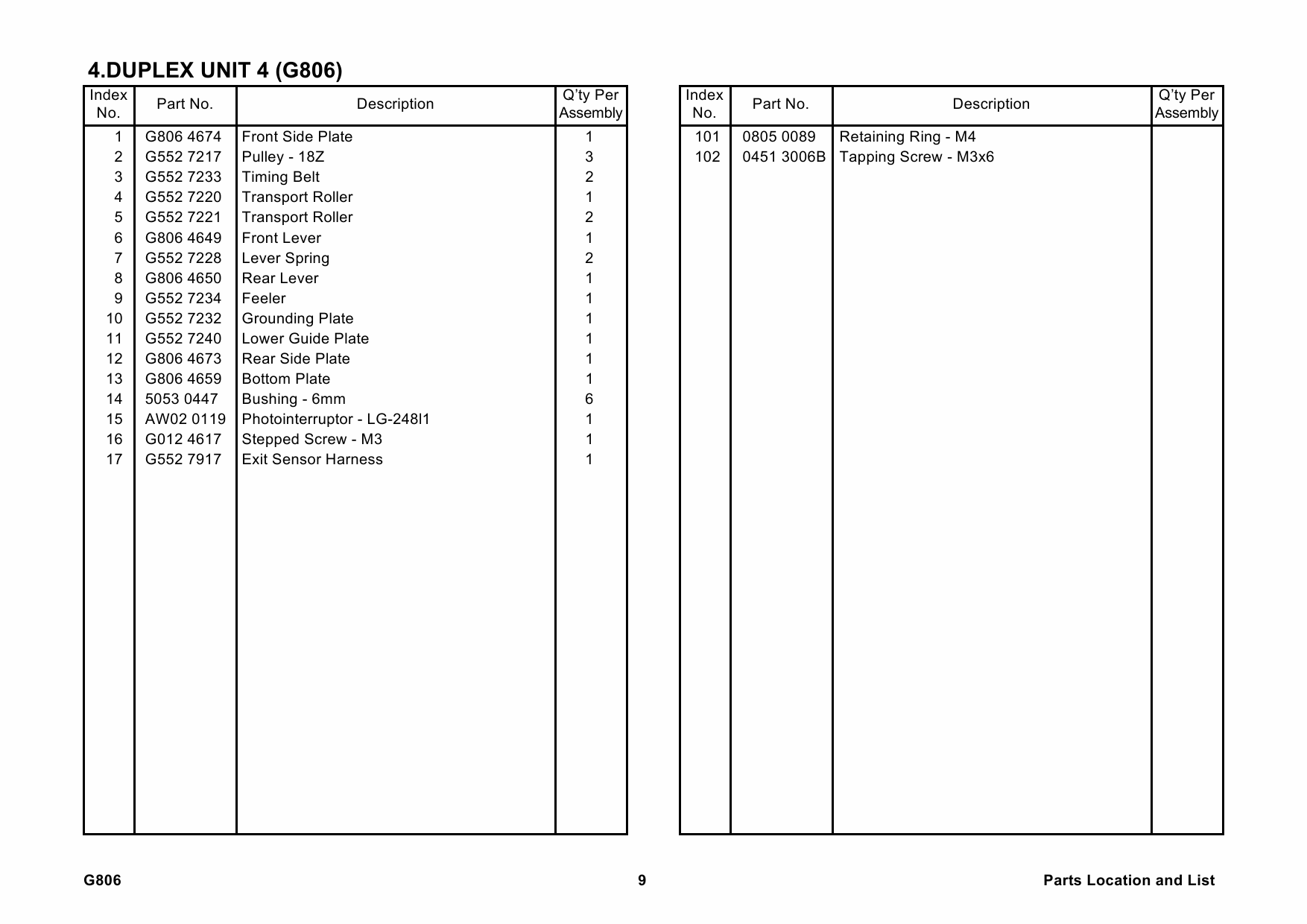 RICOH Options G806 DUPLEX-UNIT-AD-TYPE-610 Parts Catalog PDF download-6